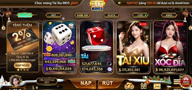 Giao diện HitClub
